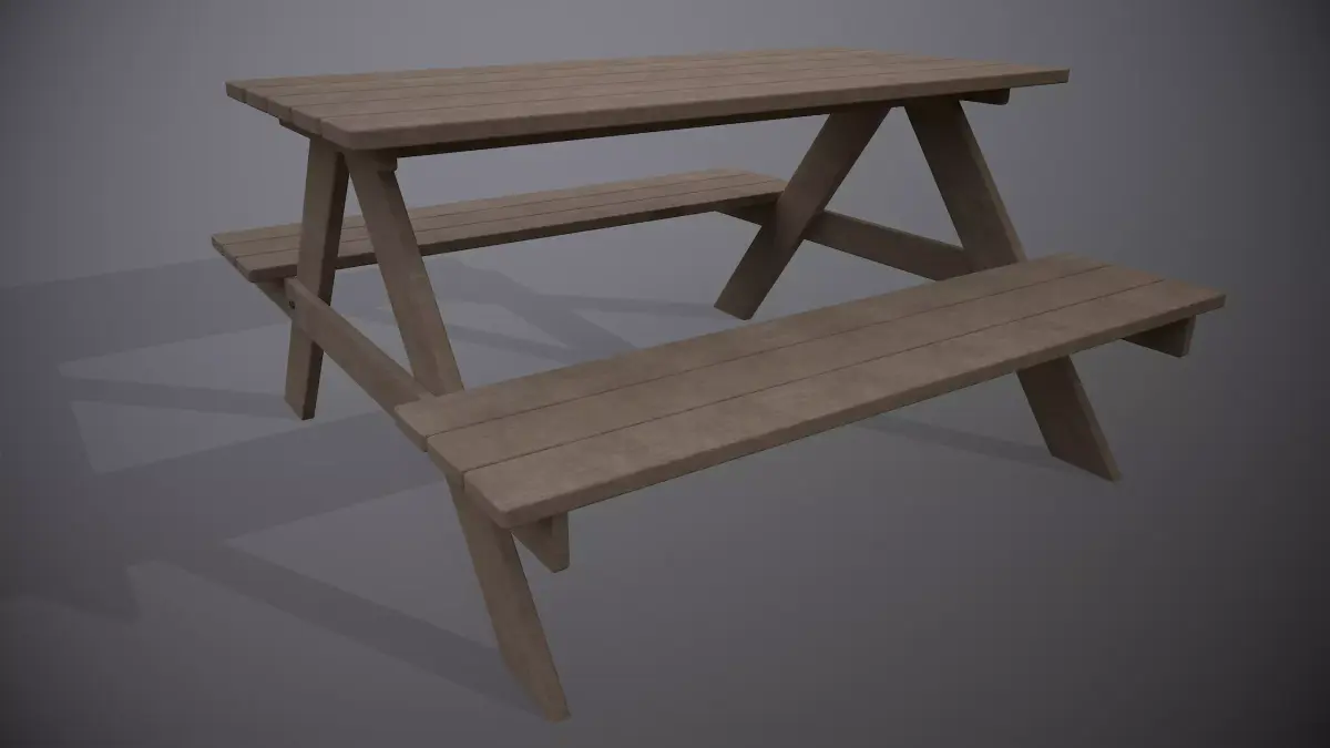 Wooden Picnic Table 3D model purchase