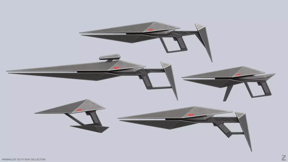 Minimalist scifi gun collection 3D Model Pack