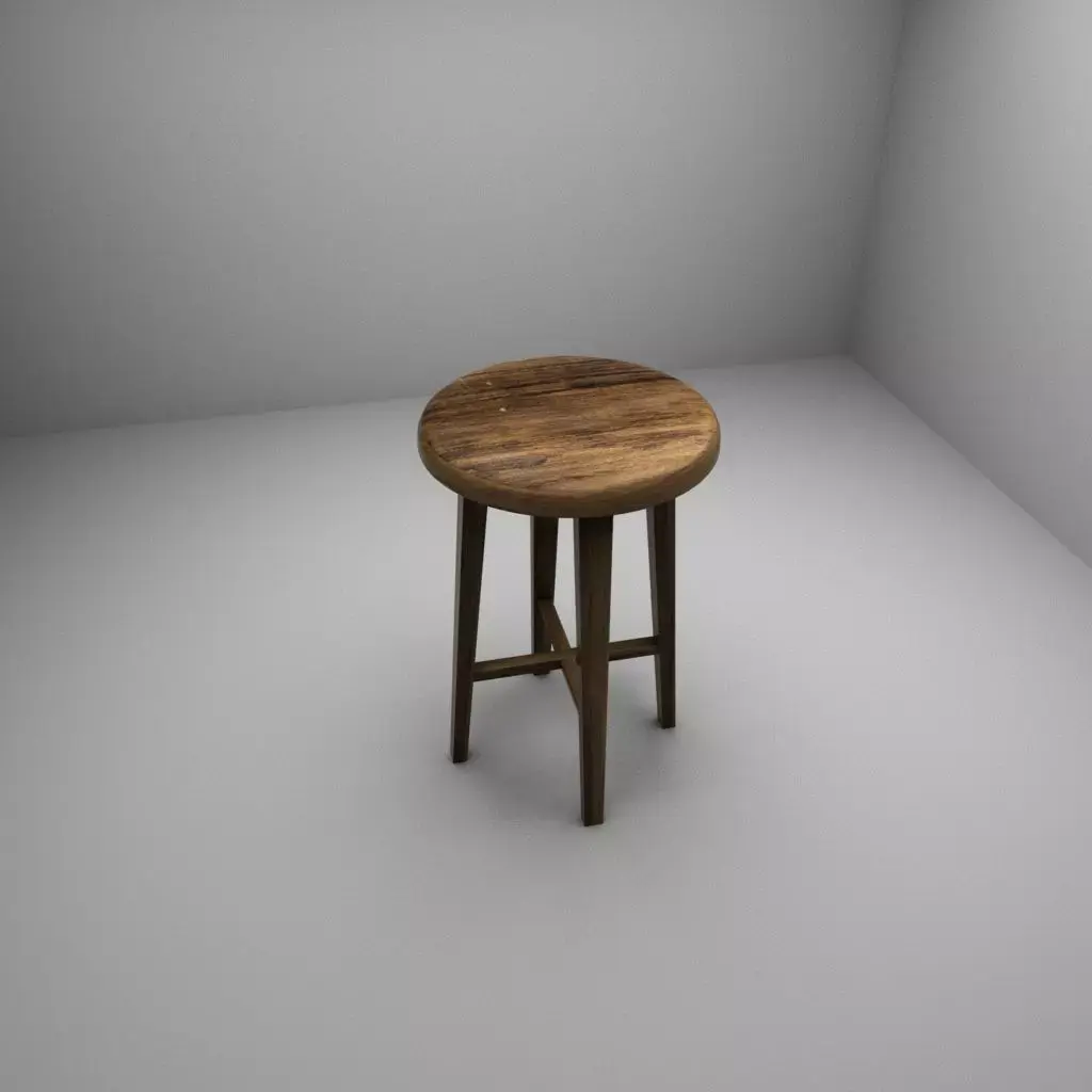 Wooden Stool - Low Poly 3d model Free low-poly 3D model