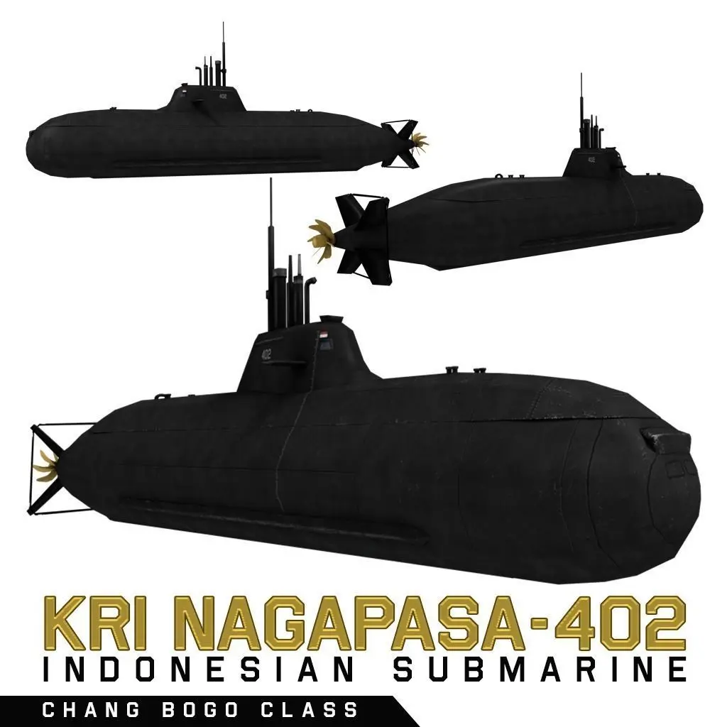 Submarine Changbogo Class KRI Nagapasa 402 Low-poly 3D model