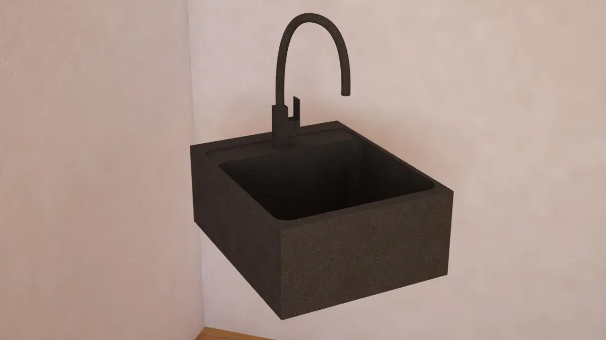 Granite kitchen sink single Free 3D model