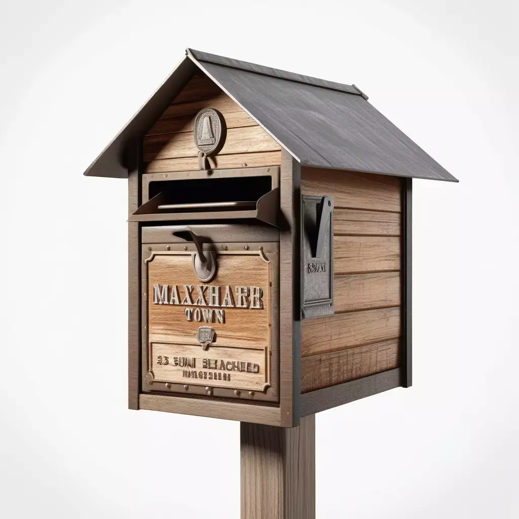 Rustic Wooden Mailbox with Post 3D model