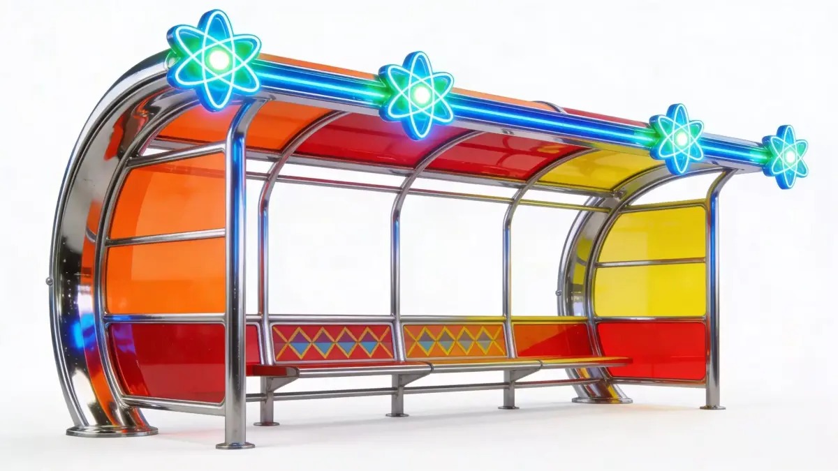 Retro-Futuristic Atompunk Bus Stop Low-poly 3D model
