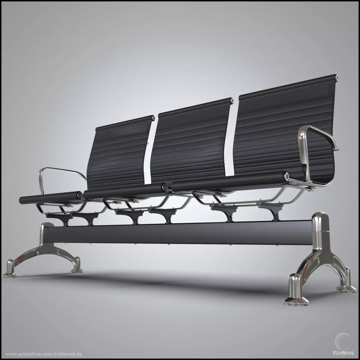 3 Seats waiting chair Free 3D model