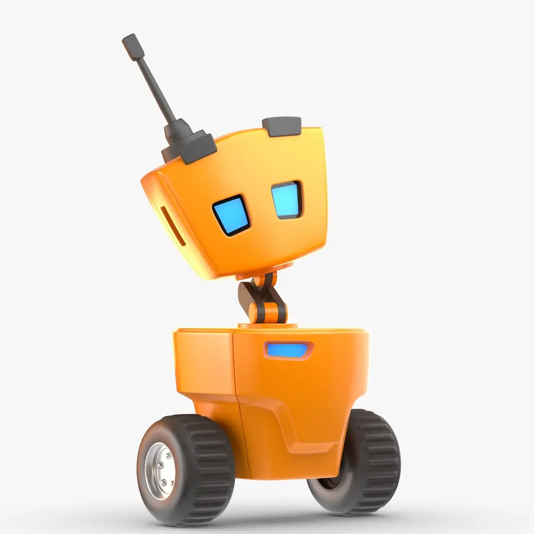 Cute Stylized Cartoon Robot Orange 3D model