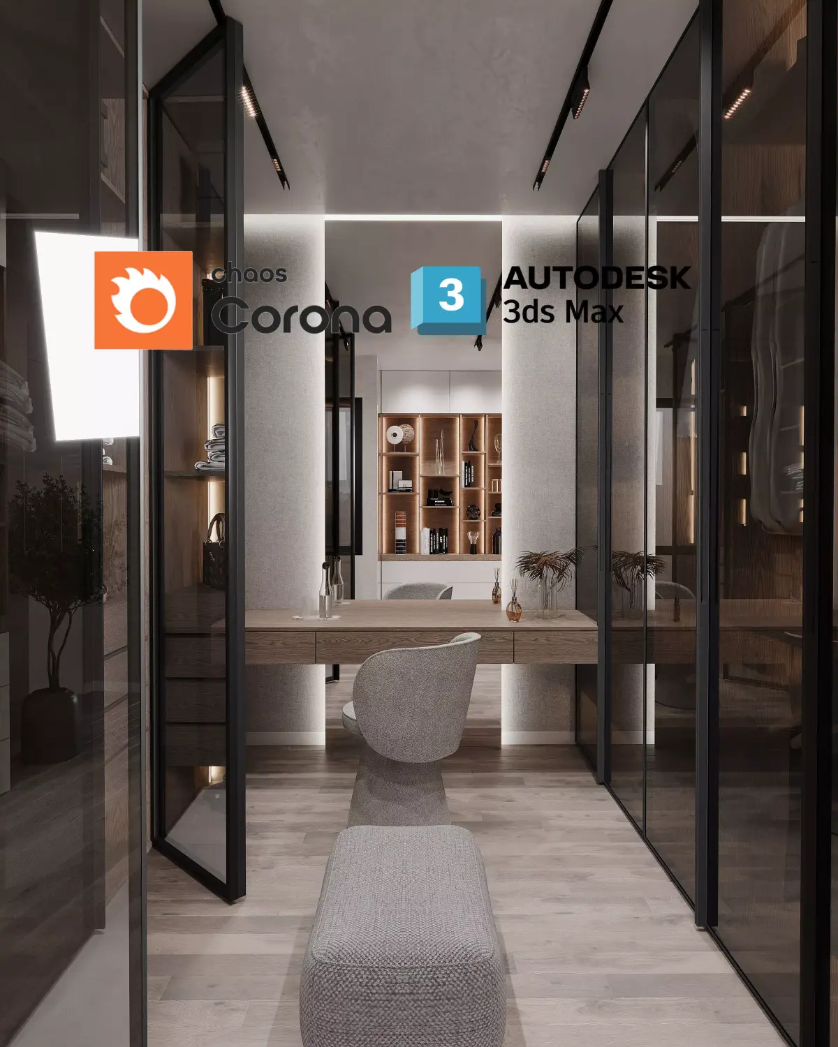 Corona Render Interior Wardrobe Modern Design 3D model Free 3D model