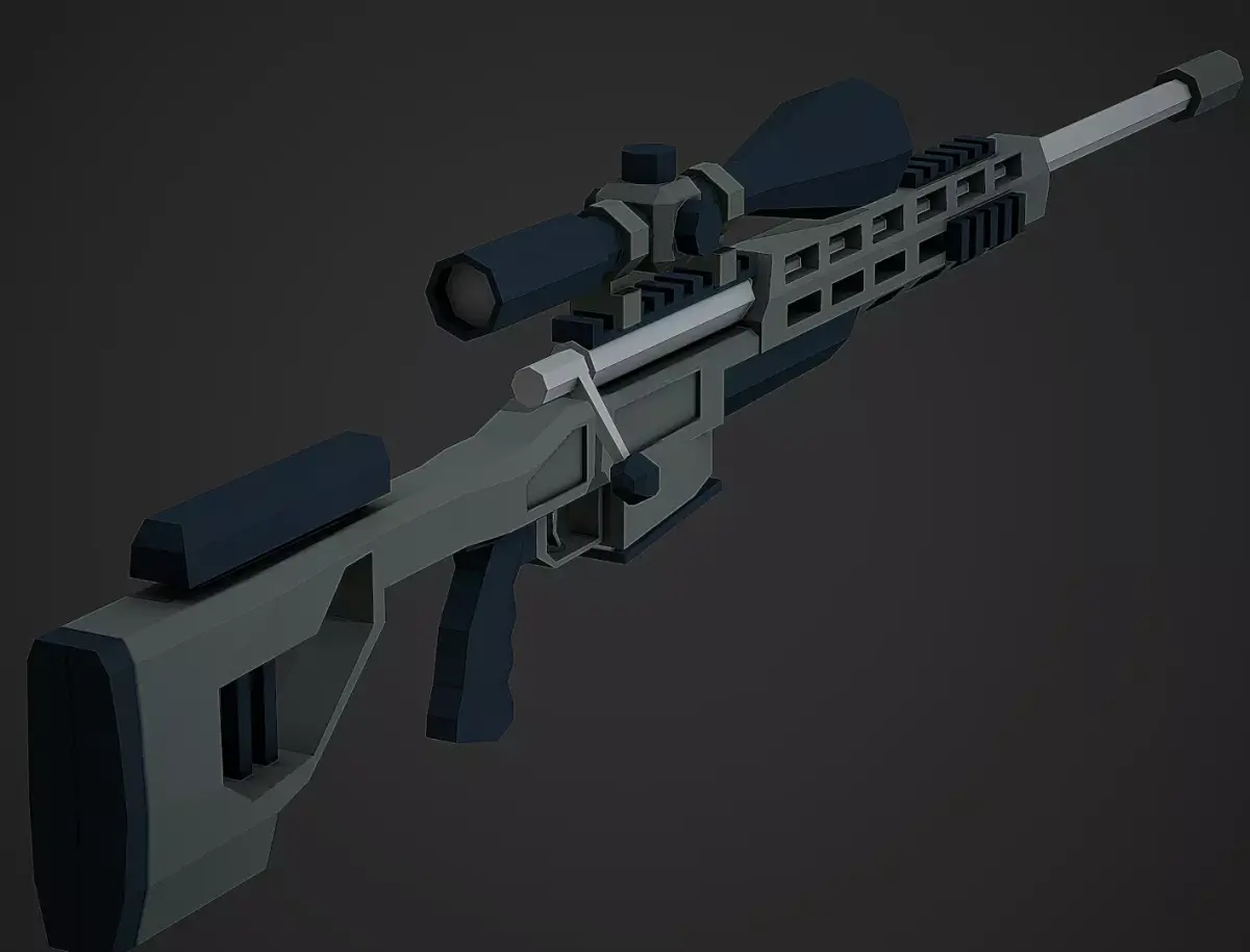 Stylized Orsis T-5000 Sniper Low Poly Mobile Ready Low-poly 3D model