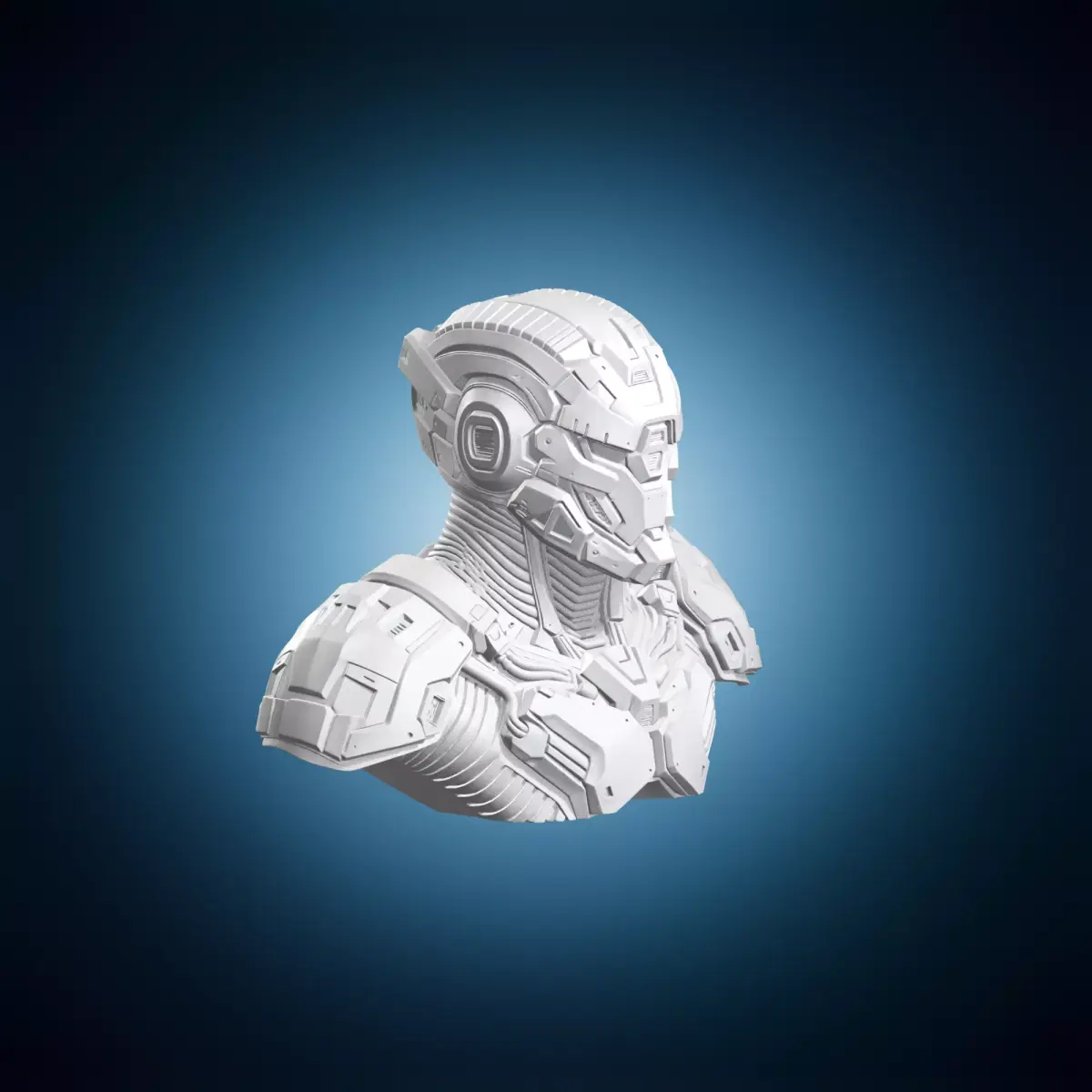 Sci Fi Robot Bust Armored Design 3D print model