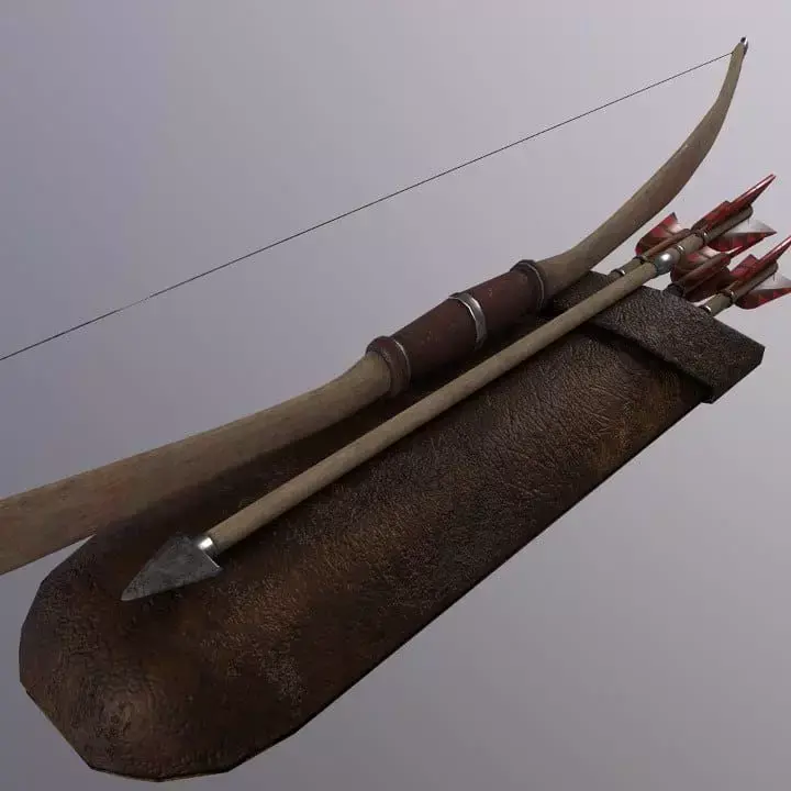 Bow arrow quiver Low-poly 3D model