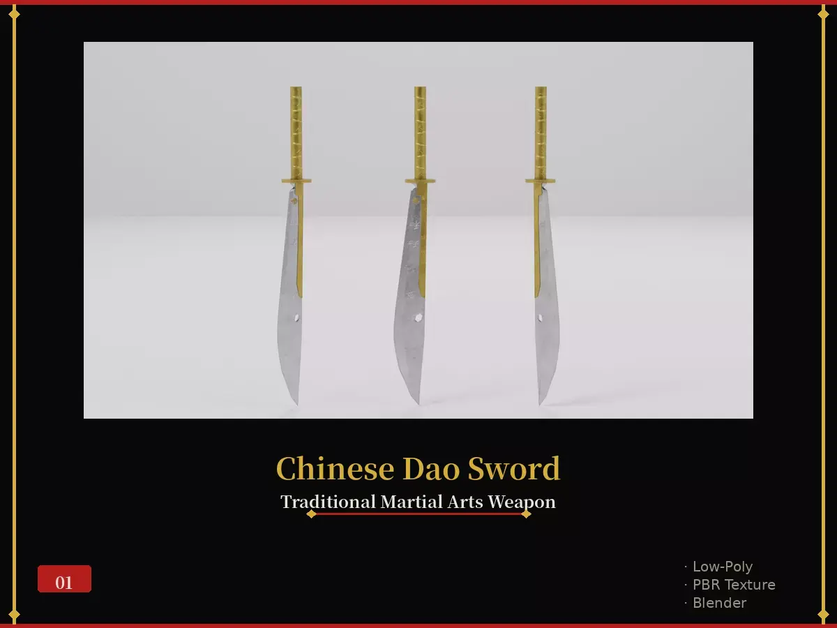 Chinese Dao Sword - Traditional Martial Arts Weapon 01 Low-poly 3D model