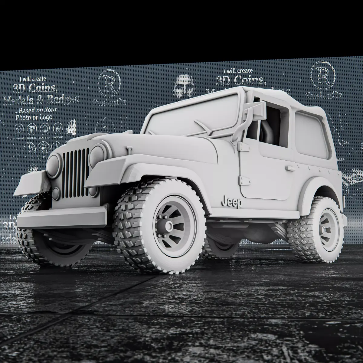 Jeep CJ7 RoZ 3D print model