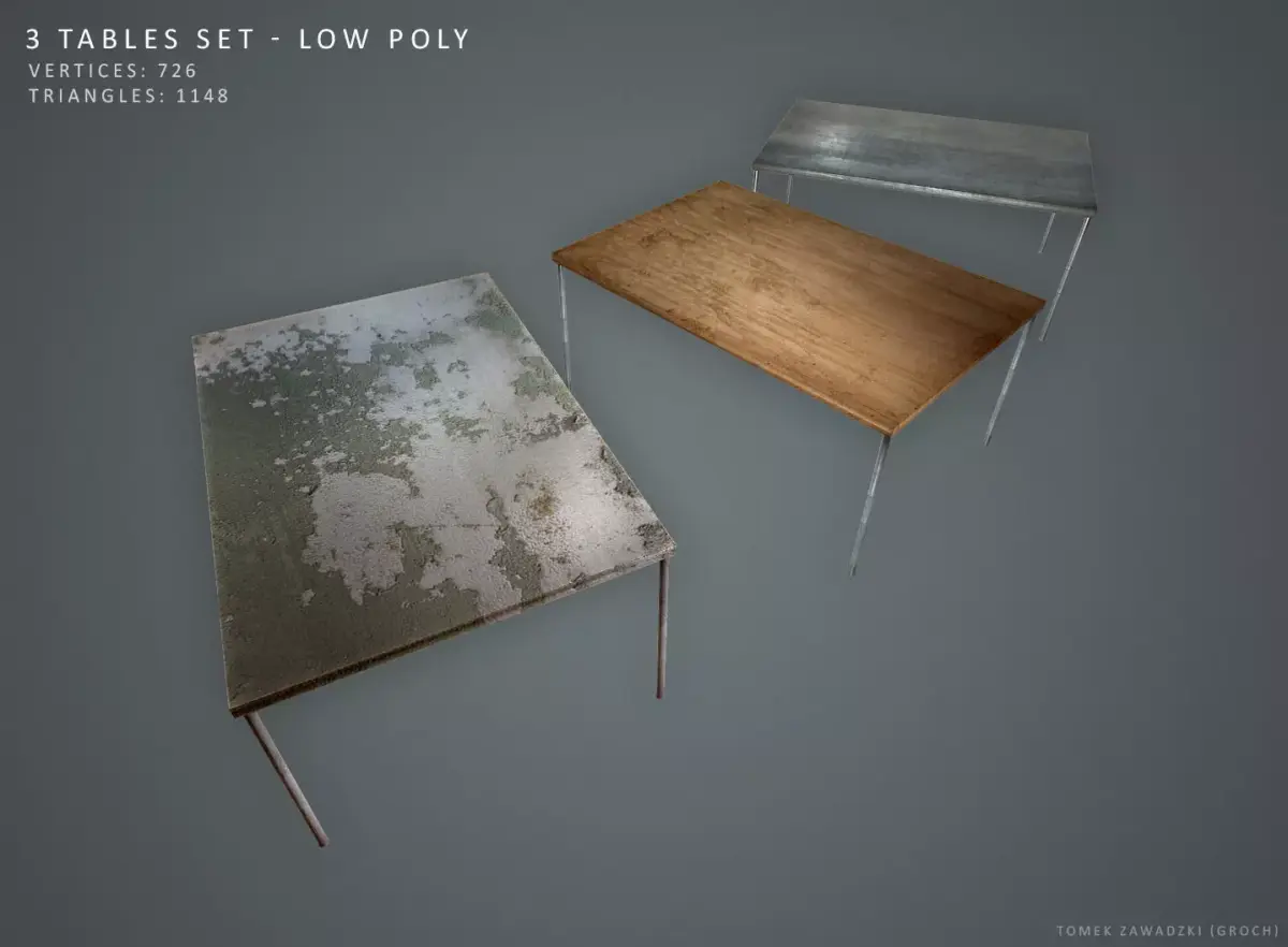 Free 3 Tables Set - Low Poly Free low-poly 3D model