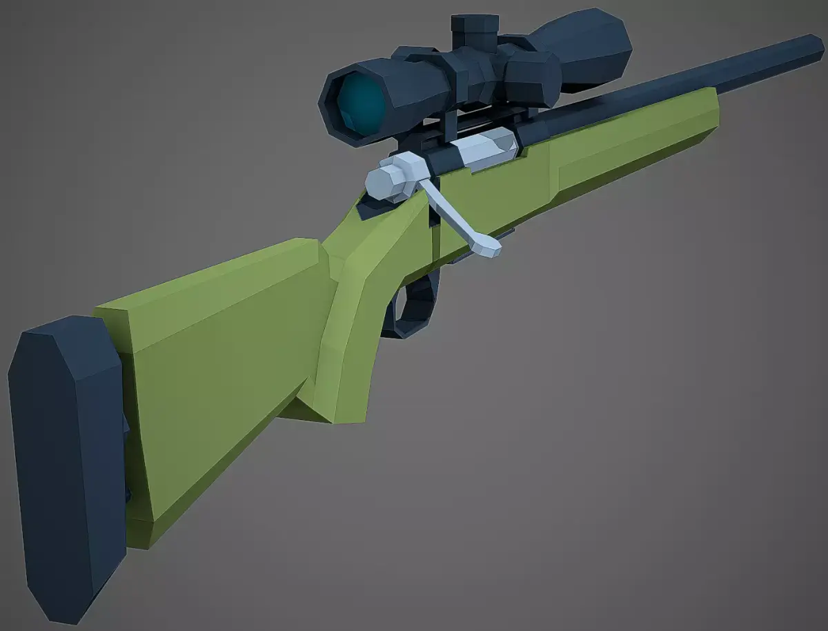 Stylized M24 Sniper Rifle Low Poly Mobile Ready Low-poly 3D model