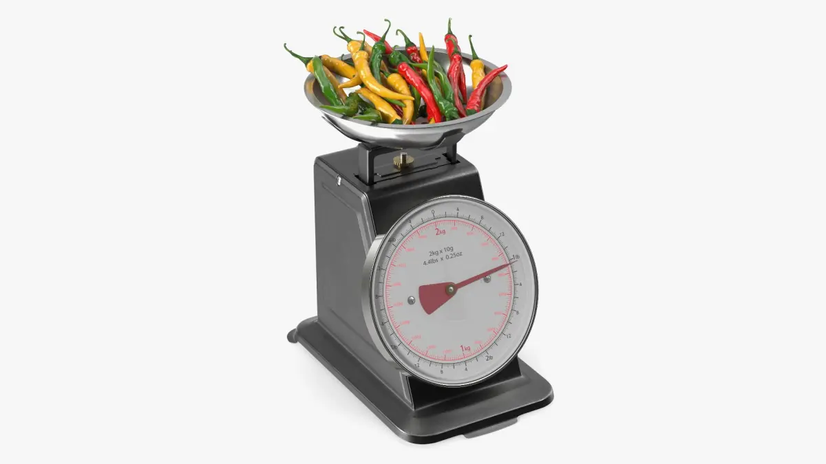 Analog Kitchen Scale with Chili Peppers Black 3D model