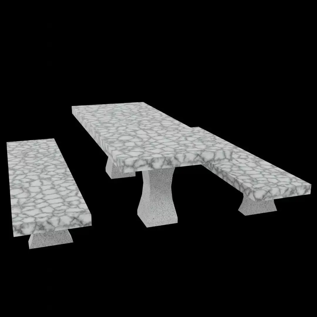 Marble Garden Bench and Table Outdoor Set Free low-poly 3D model