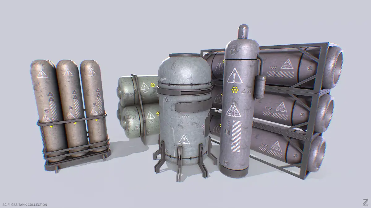 Sci fi gas tank collection 3D Model Pack purchase