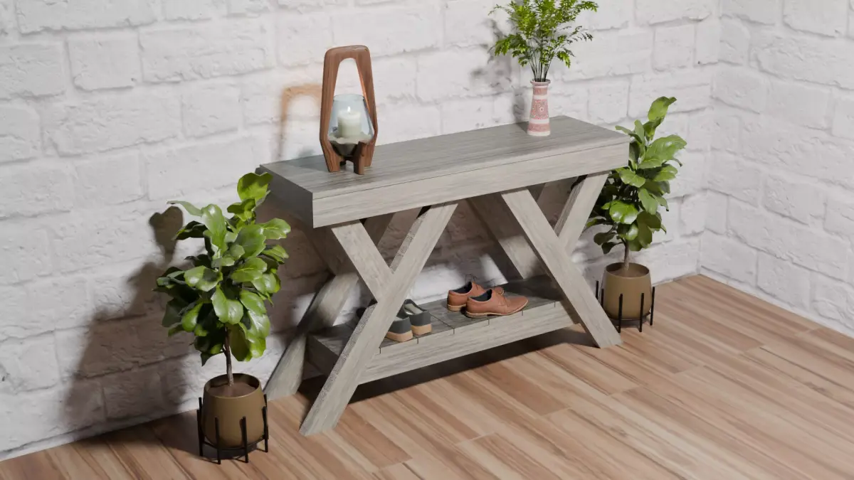 Rustic Farmhouse Entryway Table Free low-poly 3D model