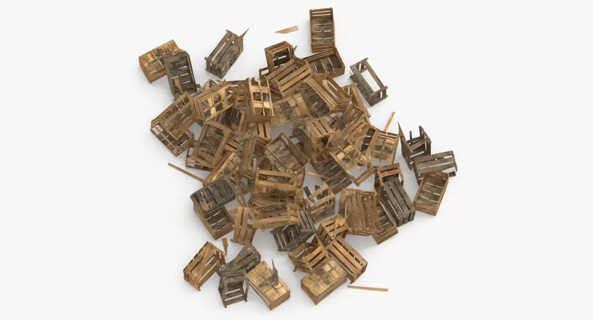 Wood Crate Pile Small Medium and Large 3D model