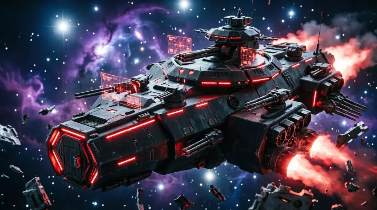 Cyberpunk Galactic Cruiser - Heavy Assault Space Warship 3D model