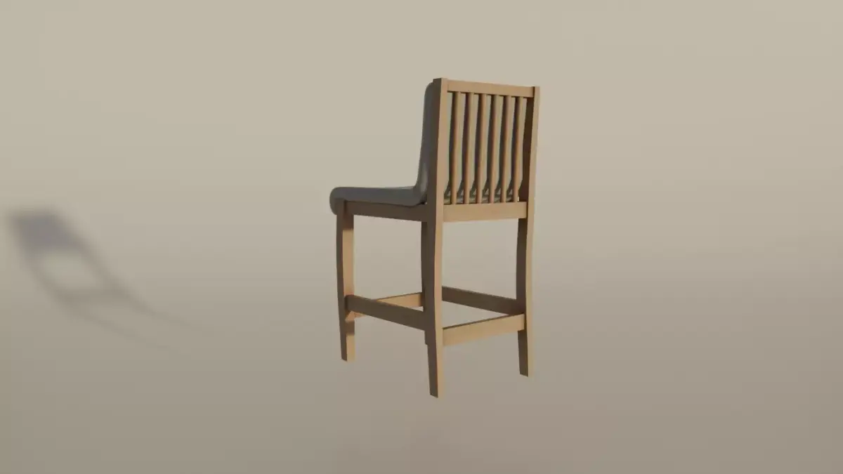 Modern Wooden Kitchen Chair - Padded Fabric Seat Free low-poly 3D model