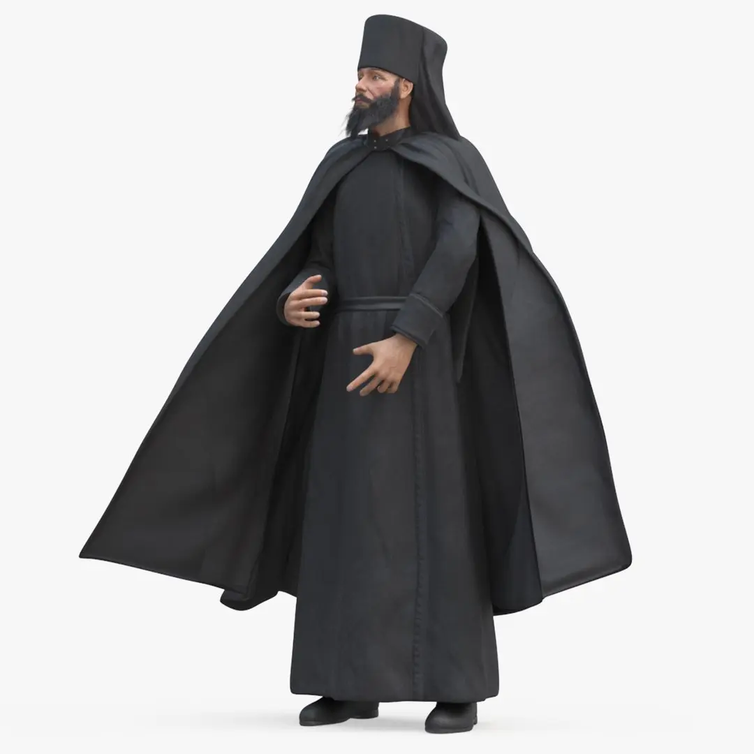 Orthodox Monk Fully Dressed Rigged 3D model