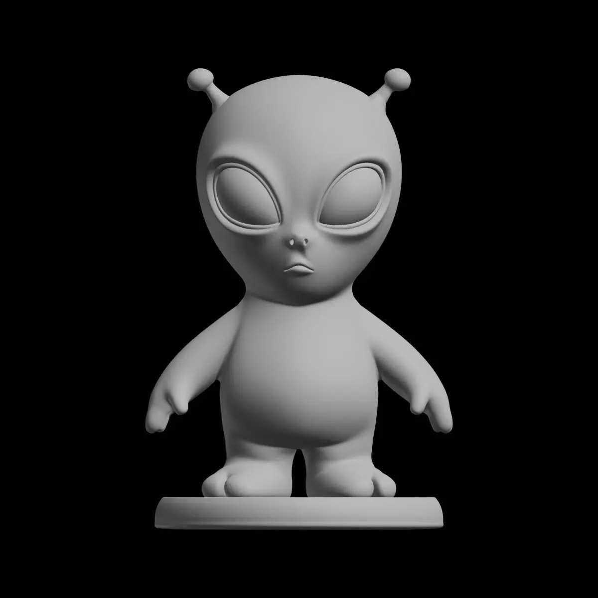 Cute Grey Alien Figure Sci Fi Character 3D print model