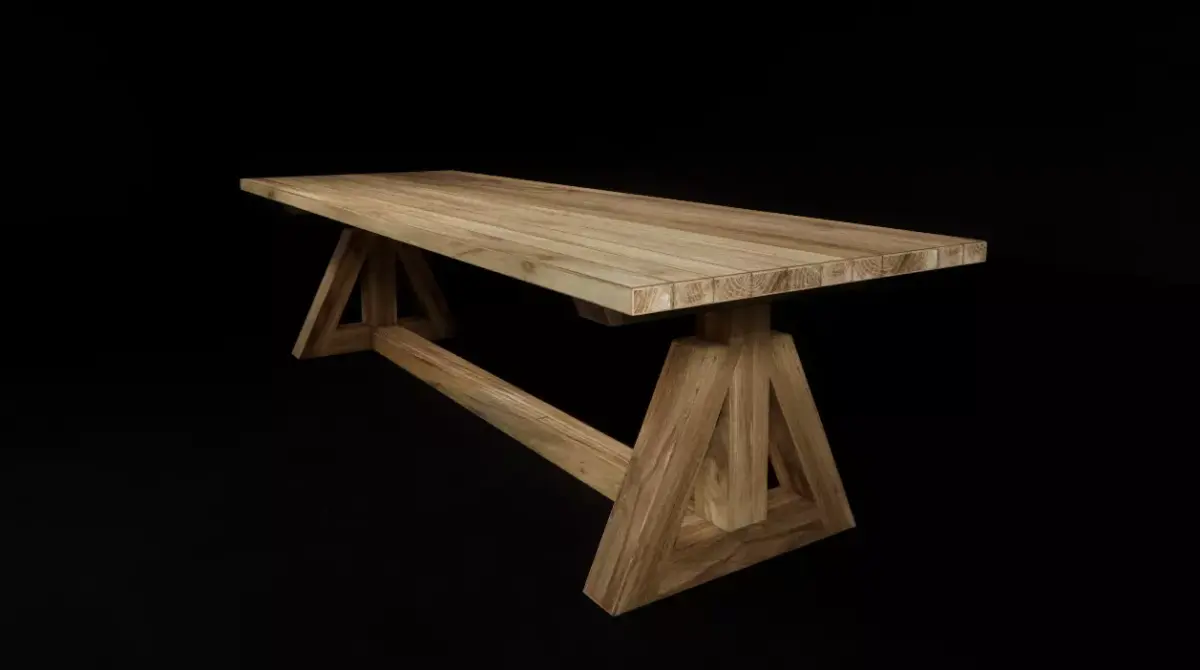 teak dining table 3D model purchase