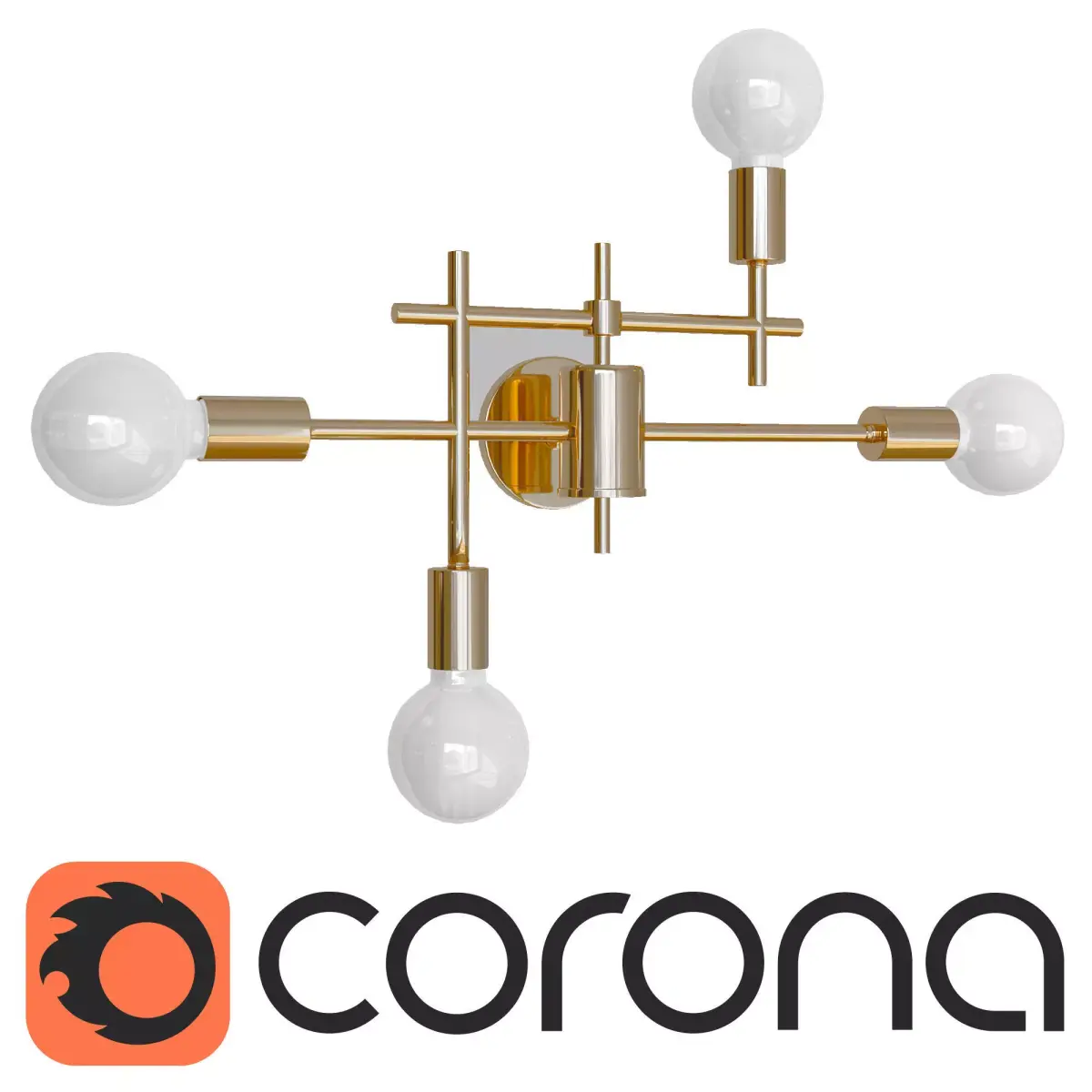 chandelier brass wall sconce with three light bulbs Free 3D model