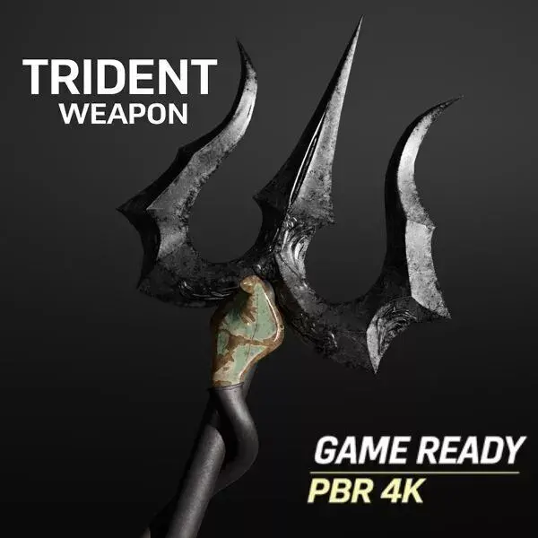 Game Ready Trident Weapon Low-poly 3D model