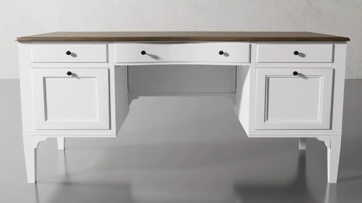 Transitional 5-drawer writting desk 3D model Free 3D model