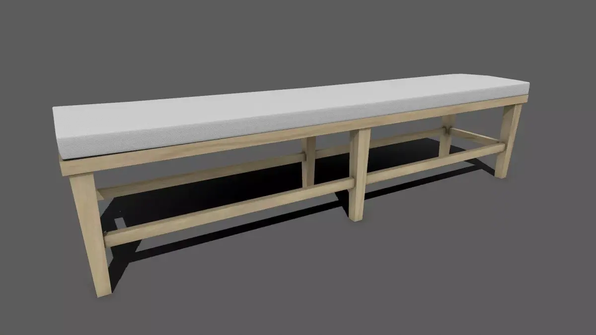 Bench with Cushion Low-poly PBR Free low-poly 3D model