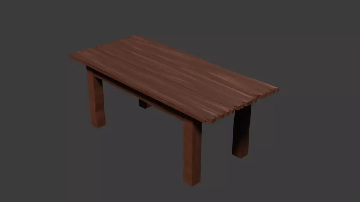Old Wooden Table Game Ready 3D Model Free 3D model