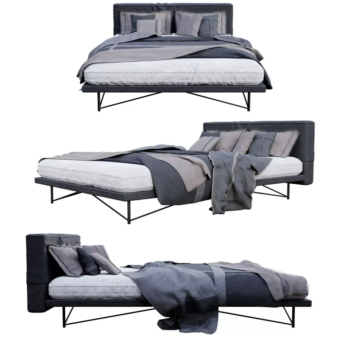Bed S with sheets and pillows Free 3D model