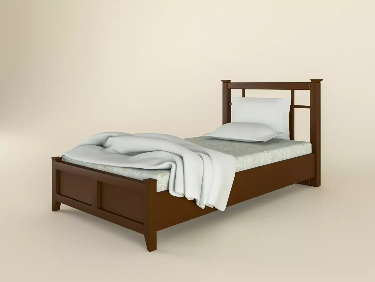 Brown Single Bed Free 3D model