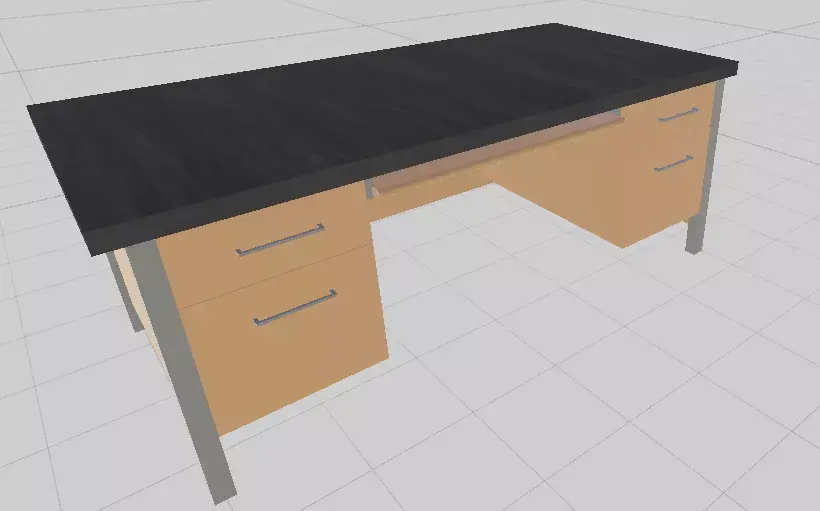 Metal and wood desk Free low-poly 3D model