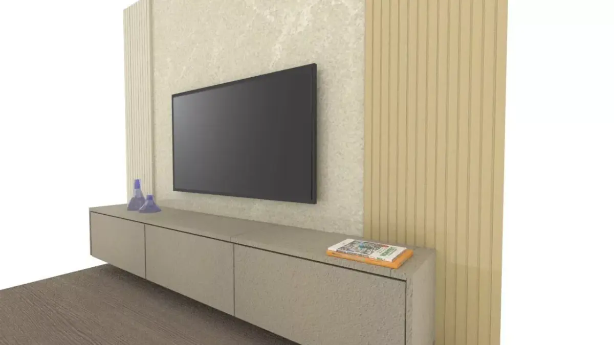 Modern TV Wall Unit with Floating Cabinet  Free low-poly 3D model