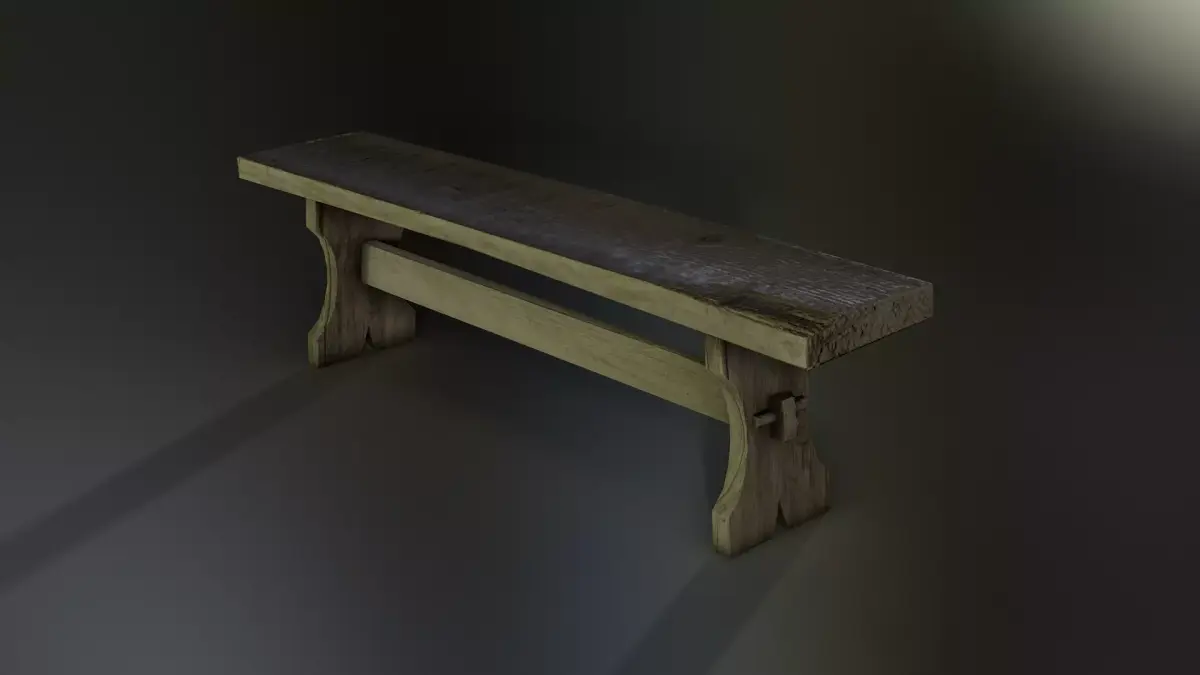 Wooden Bench Low-poly 3D model 12