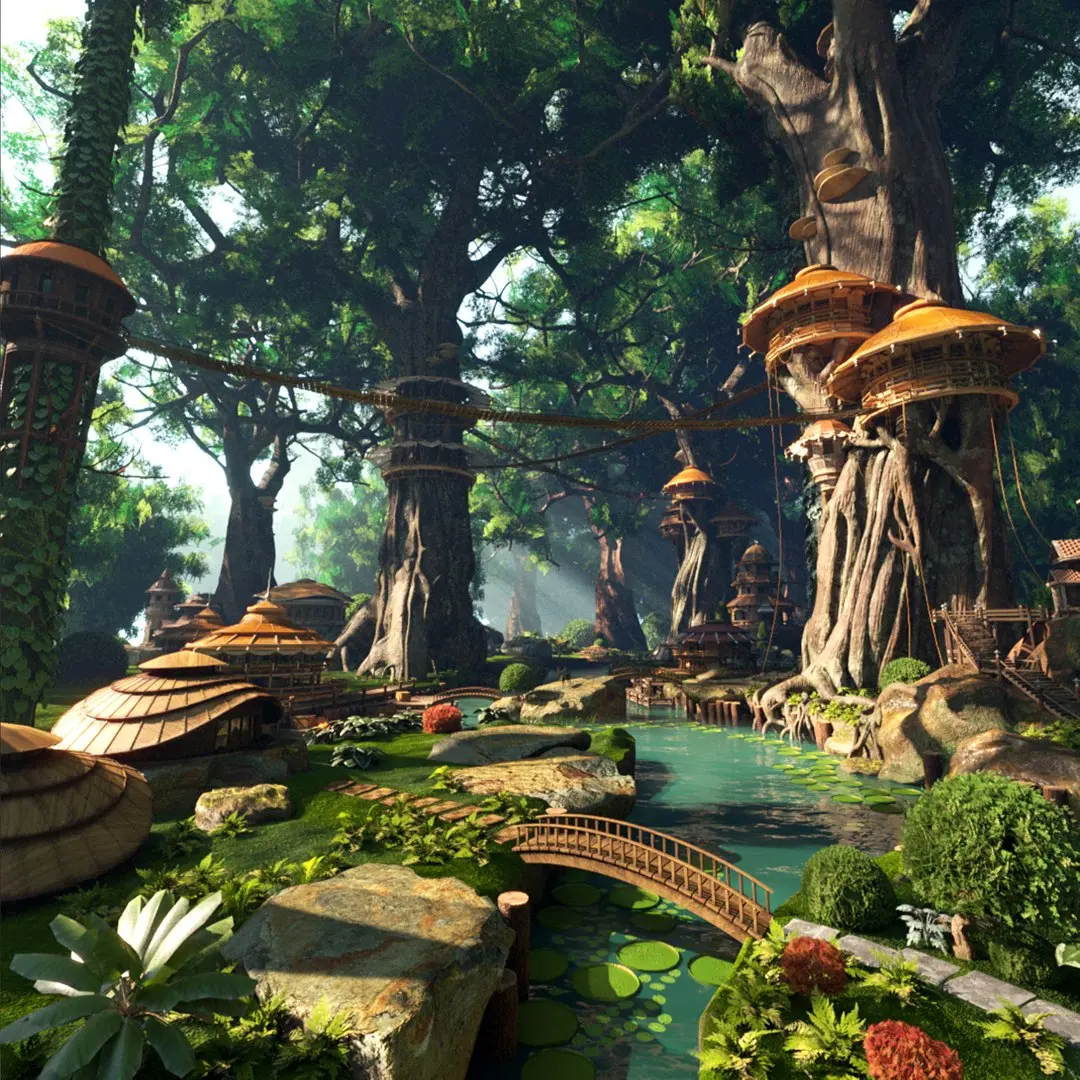 A Village In The Trees 3D model