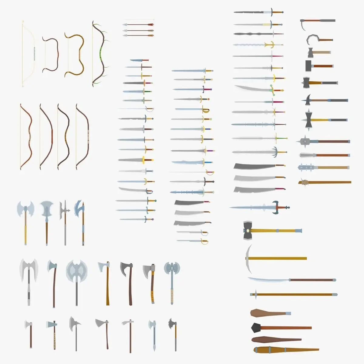 LowPoly Medieval Weapons Pack Low-poly 3D model purchase
