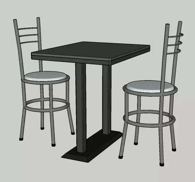Restaurant Table  2 Chairs Free 3D model