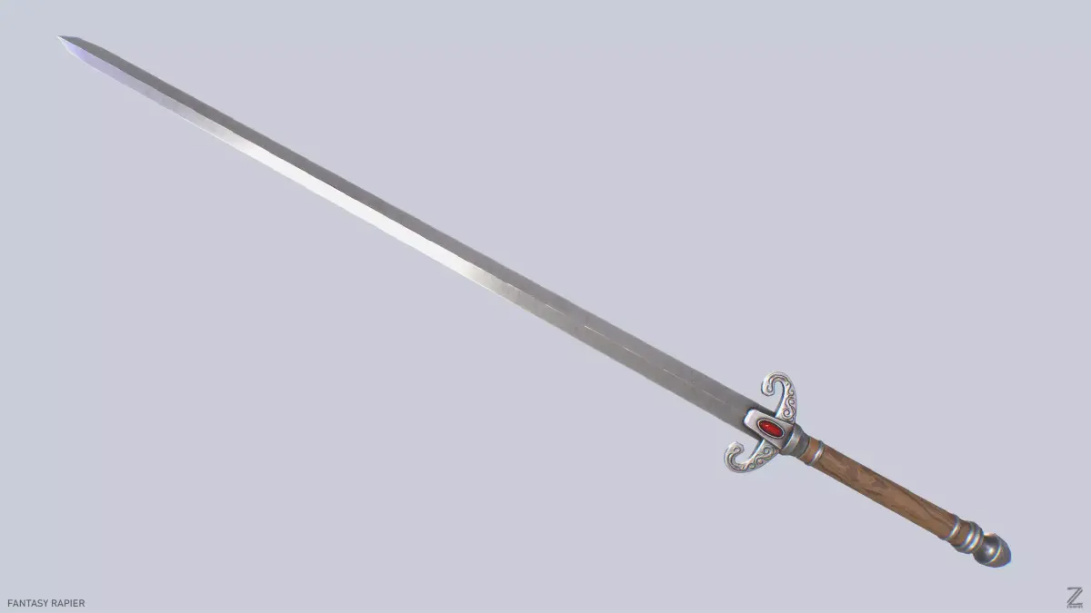 Fantasy rapier Low-poly 3D model get