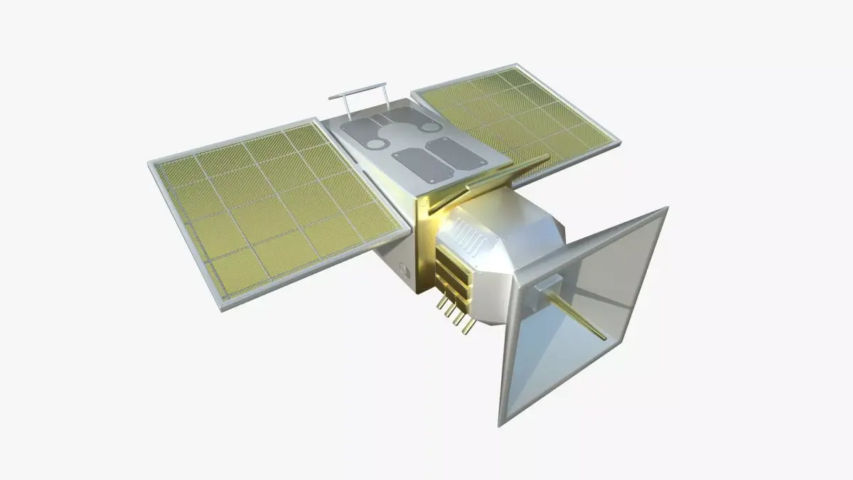 Satellite E02 Gold - SciFi Space Design Low-poly 3D model