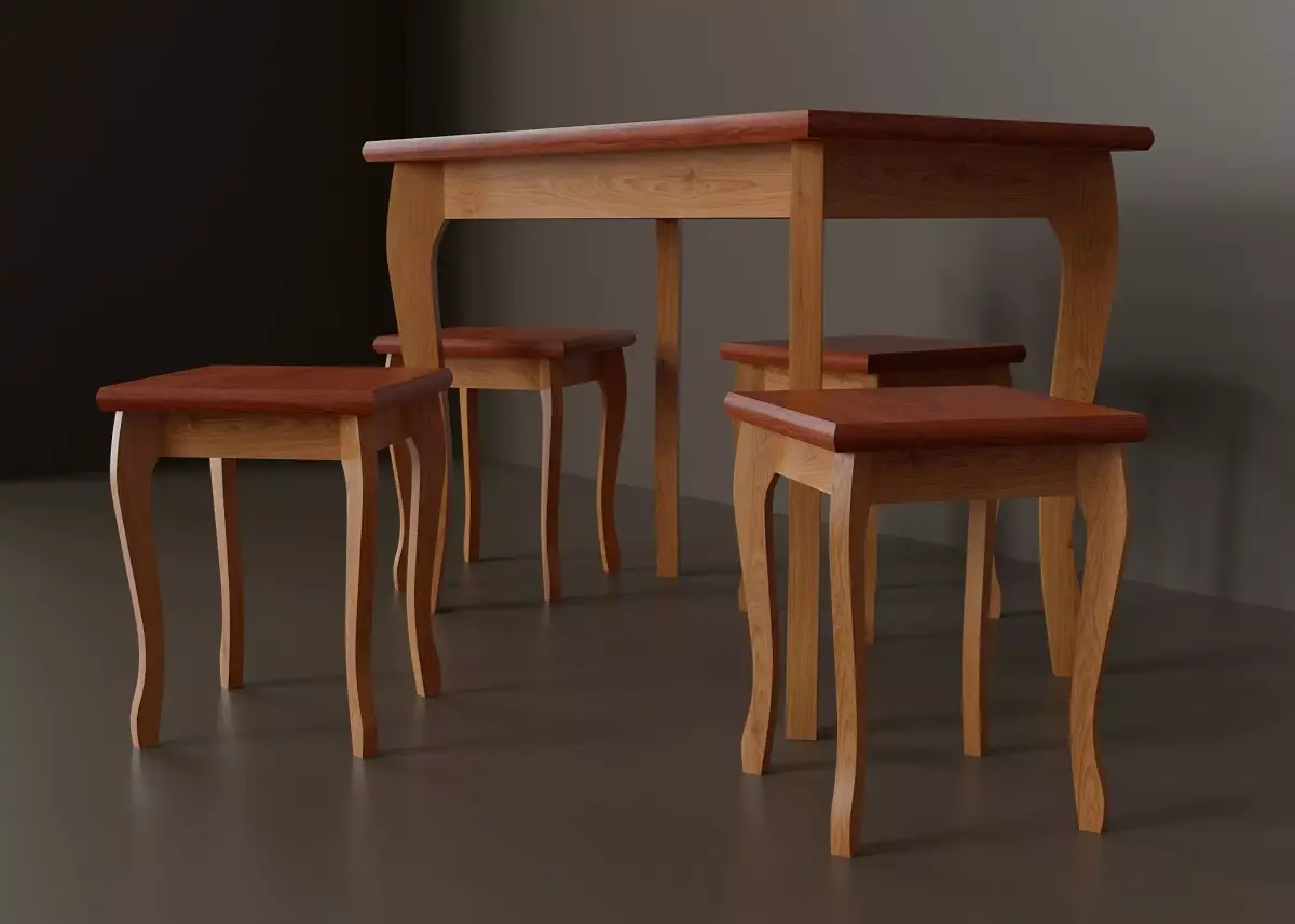 Simple set of kitchen furniture Low-poly 3D model