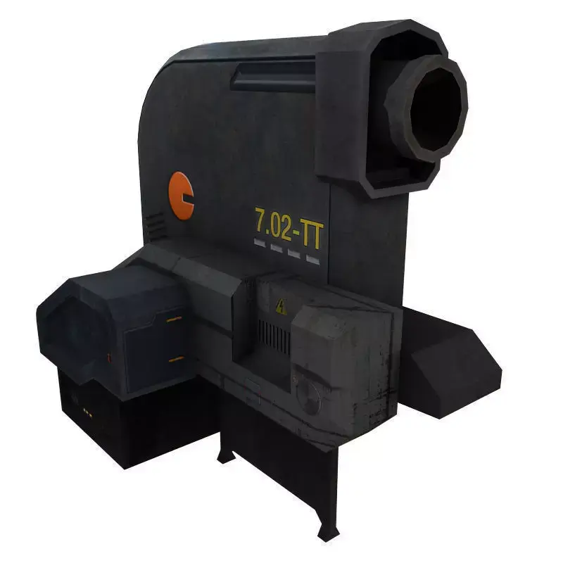 Turret 2 machine gun Low-poly 3D model