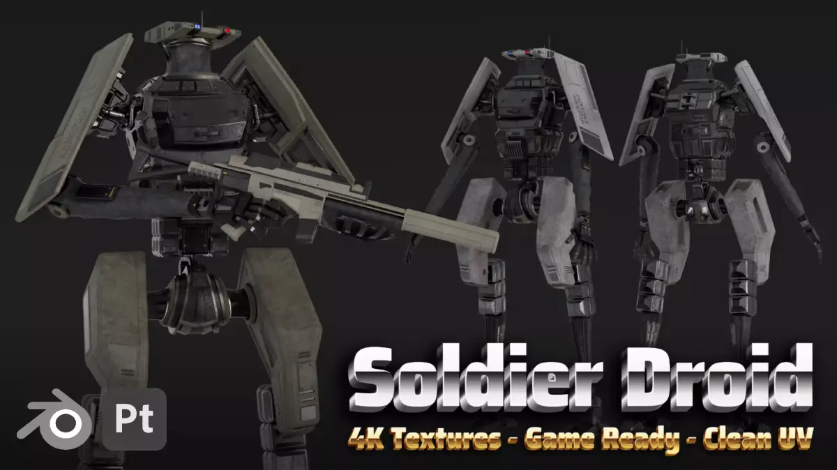 Soldier Robot Low-poly 3D model