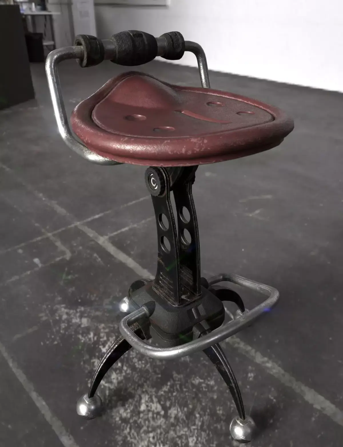 Sci-fi Damaged chair Low-poly 3D model