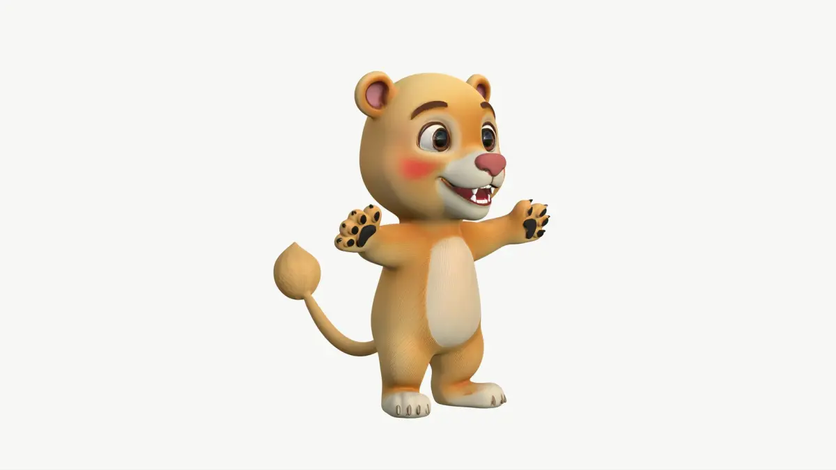 High-Quality Smiling Cartoon Lion 3D model