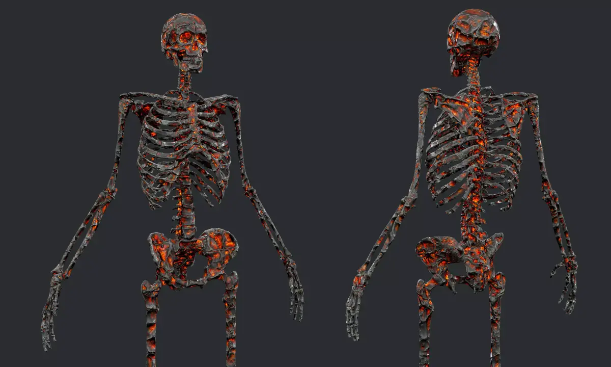 10 Skeleton Burning Lava Pack Game Ready Low-poly 3D model purchase