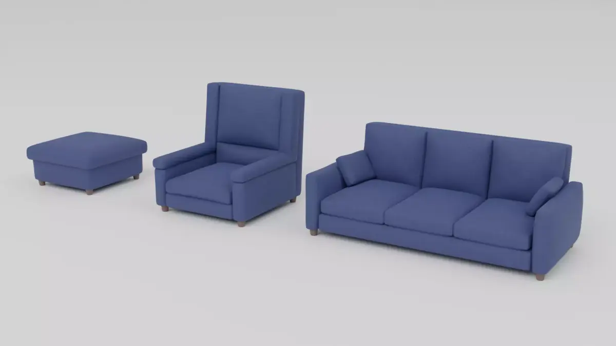 Couch  Armcair  Pouffe Free 3D model