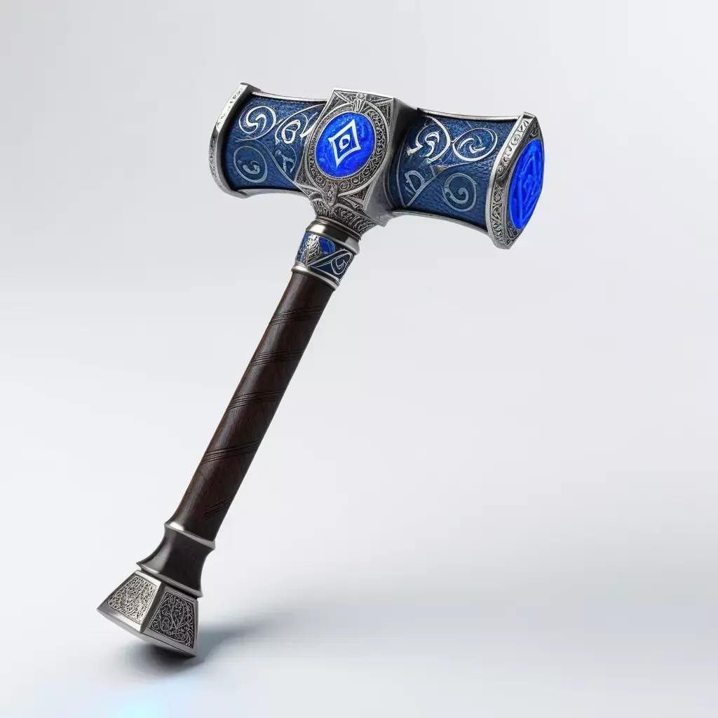 Fantasy Magic Hammer Blue Jewel 3D model